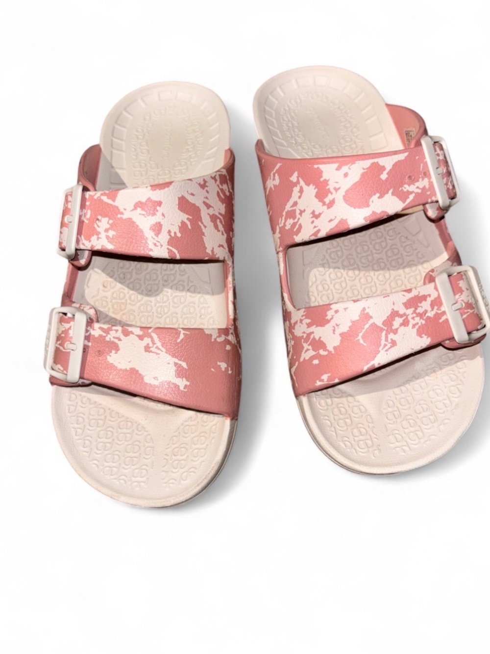 Women’s Camo Pink Two-Strap Slide Sandals
